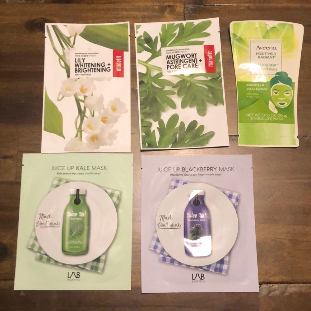 Variety of facial masks, different brands